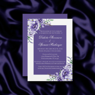 Lila Ro   Elegant Watercolor Blommigt Boho Inbjudningar