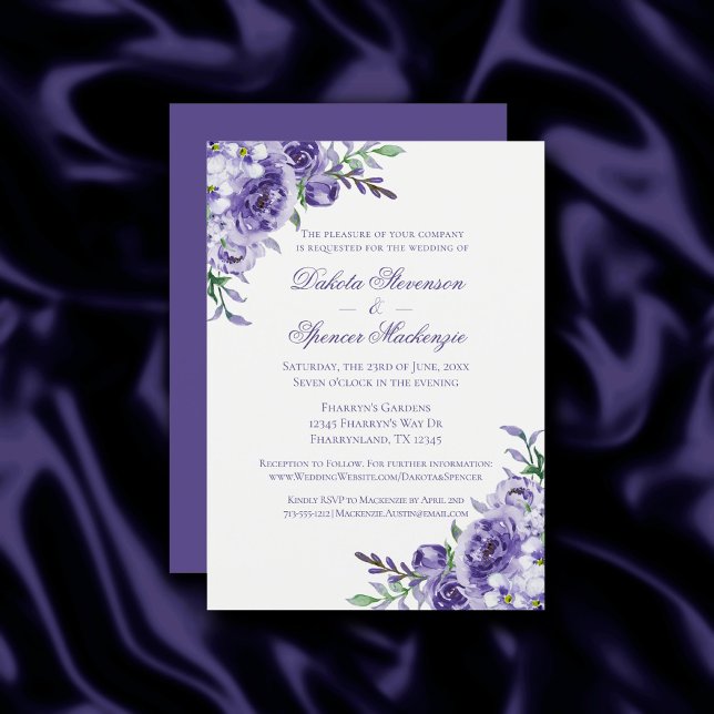Lila Ro | Elegant Watercolor Blommigt Boho Inbjudningar (Skapare uppladdad)