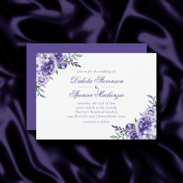 Lila Ro | Elegant Watercolor Blommigt Boho Inbjudningar (Skapare uppladdad)