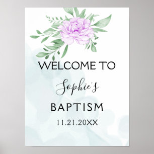 Lila Ro Eucalyptus Löv Baptism Välkommen Poster