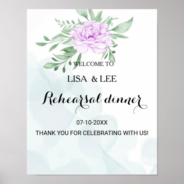 Lila Ro Eucalyptus Rehearsal Dinner Party Poster (Framsidan)
