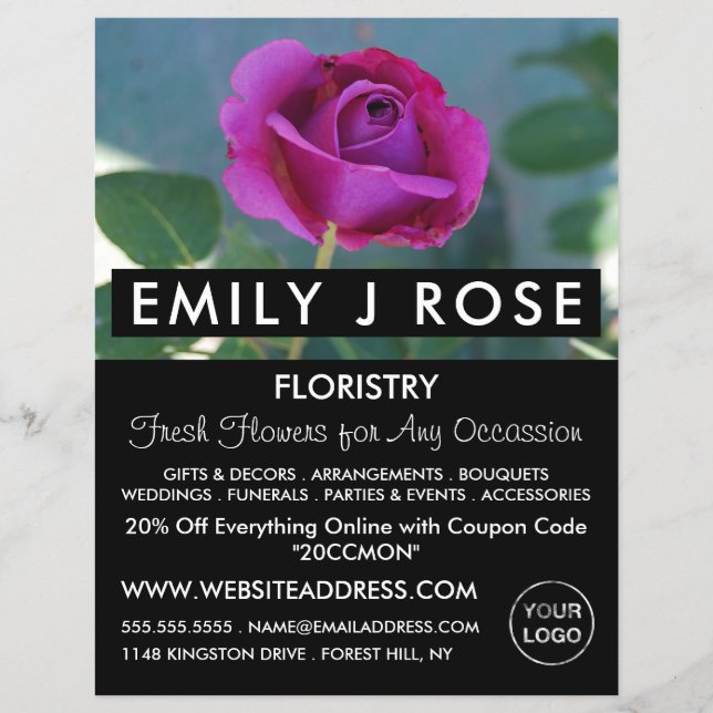 Lila Ro, Florist, Floristry Advertising Reklamblad (Framsidan)