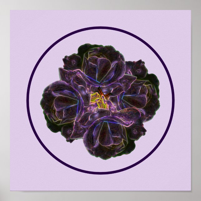 Lila Ro Flower Bouquet Abstrakt Art Poster (Framsidan)