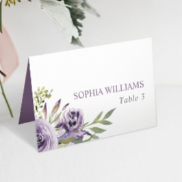 Lila Ro Flowers Bröllop Bord-kort Bordsnummer