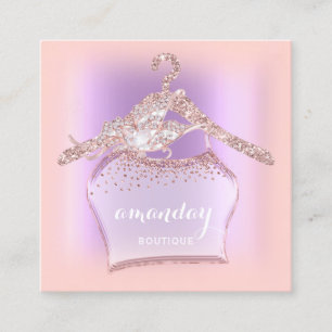 Lila Ro Glitter Diamond Trasa Hanger Boutique Fyrkantigt Visitkort