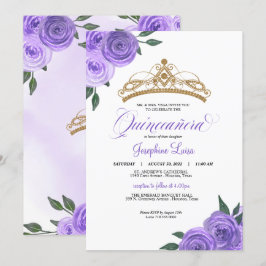 Lila Ro Golden Tiara Quinceañera Birthday Inv Inbjudningar