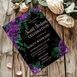 Lila Ro Gräns Blommigt Sweet sixteen Inbjudningar