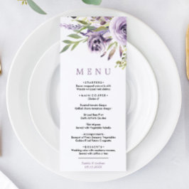 Lila Ro & Grey Löv Blommigt Bröllop Menu Meny