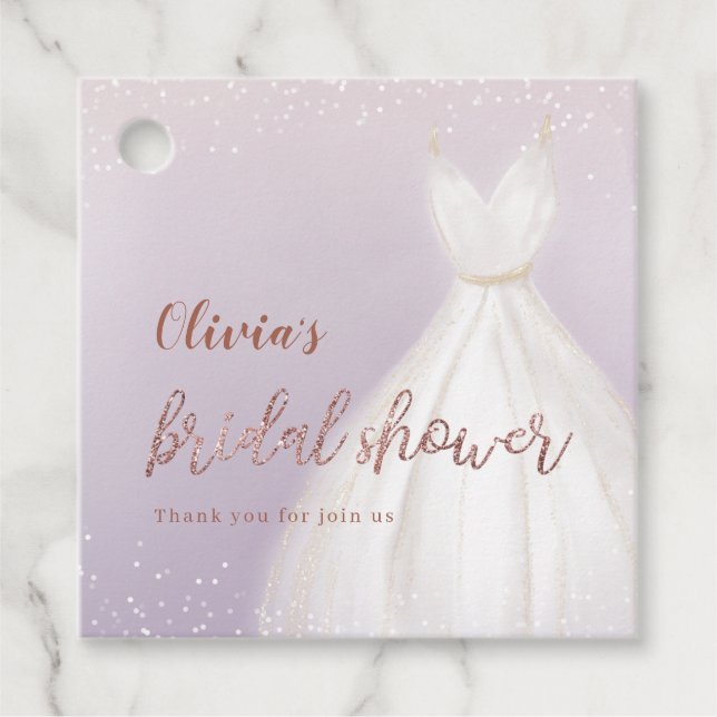 Lila Ro Guld Elegant Dress Möhippa Gåvor Etiketter (Framsida)