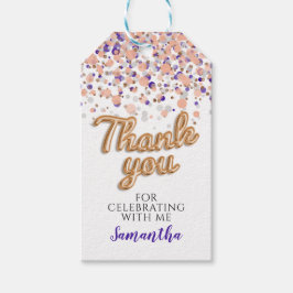 Lila Ro Guld Konfetti Gift-Märkre Presentetikett