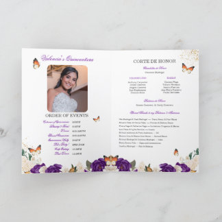 Lila Ro Guld Tiara Butterfly Quinceanera Program