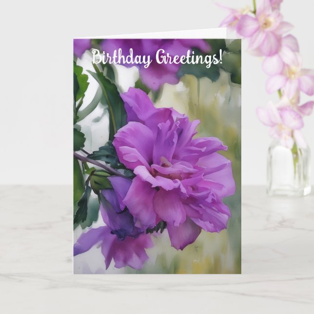 Lila Ro i Sharon Flower Art Birthday Kort (Orkide)