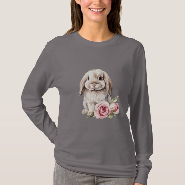 Lila Ro Lop Bunny Rabbit T Shirt (Framsida)