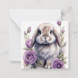 Lila Ro Lop Eared Bunny Rabbit Anteckningskort