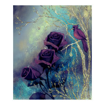 Lila ro med fågel på silvver Träd