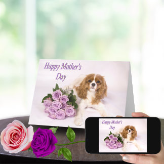 Lila Ro Mors dag Card Cavalier Kung Hund Kort