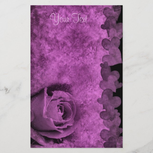 Lila Ro och Hearts Stationery Brevpapper (Framsida)
