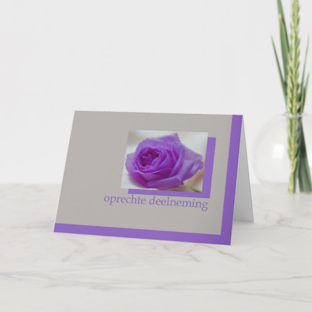 lila ro på grått Dutch sypathcard Kort (Framsida)