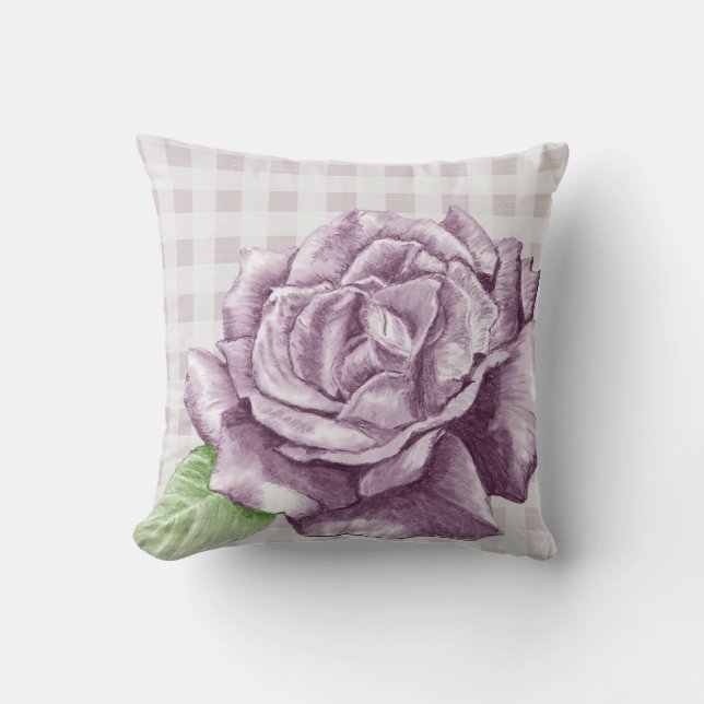 Lila Ro på Lilac Gingham Kudde (Framsida)