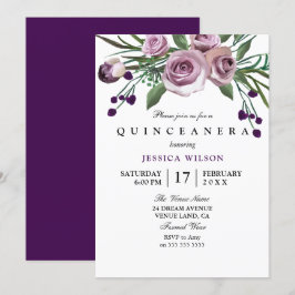 Lila Ro Quinceanera-inbjudan Inbjudningar