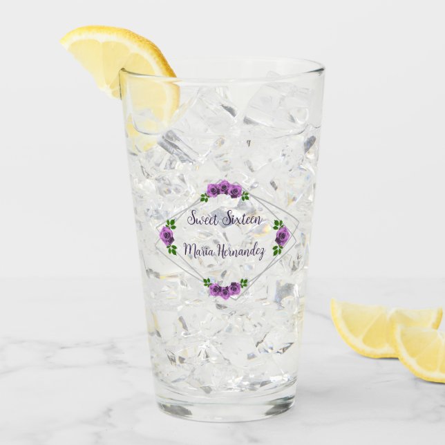 Lila Ro Silver Geometric Sweet 16 Glaskopp (Framsida Ice)