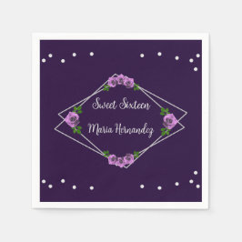 Lila Ro Silver Geometric Sweet 16 Pappersservett