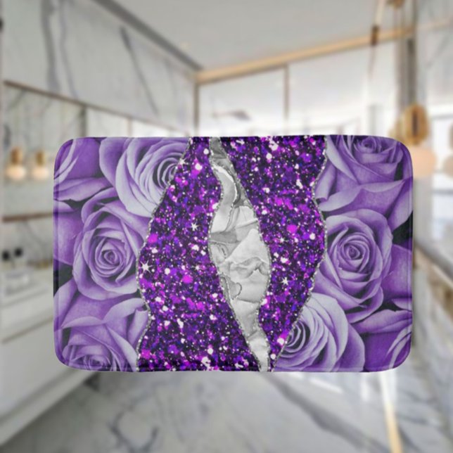 Lila Ro Silver Luxury Elegant Liquid Struktur Badrumsmatta (Skapare uppladdad)