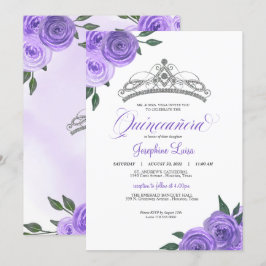 Lila Ro Silver Tiara Quinceañera Birthday Inv Inbjudningar