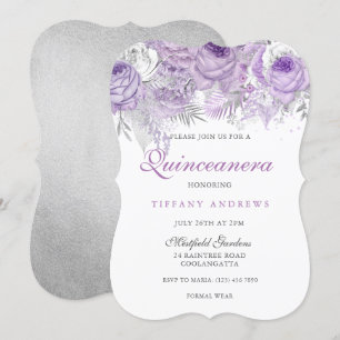 Lila Ro Silver Wonderland Quinceanera Inbjudan