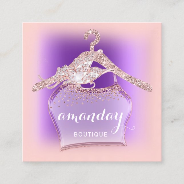 Lila Ro Trasa Hanger Mode Boutique Fyrkantigt Visitkort (Framsida)