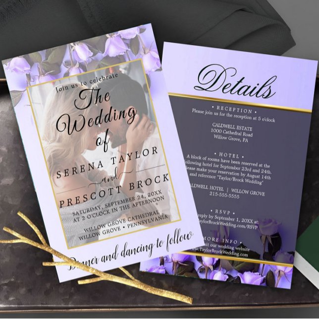 Lila Ro Vellum Overlay Wedding bjudande Inbjudningar (Skapare uppladdad)