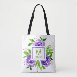 Lila Ro Watercolor Monogram Personlig Tygkasse