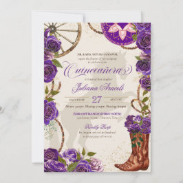 Lila Ro Westernare Boots Charro Quinceanera Inbjudningar