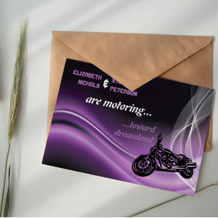 Lila Road biker bröllopsinbjudan Inbjudningar