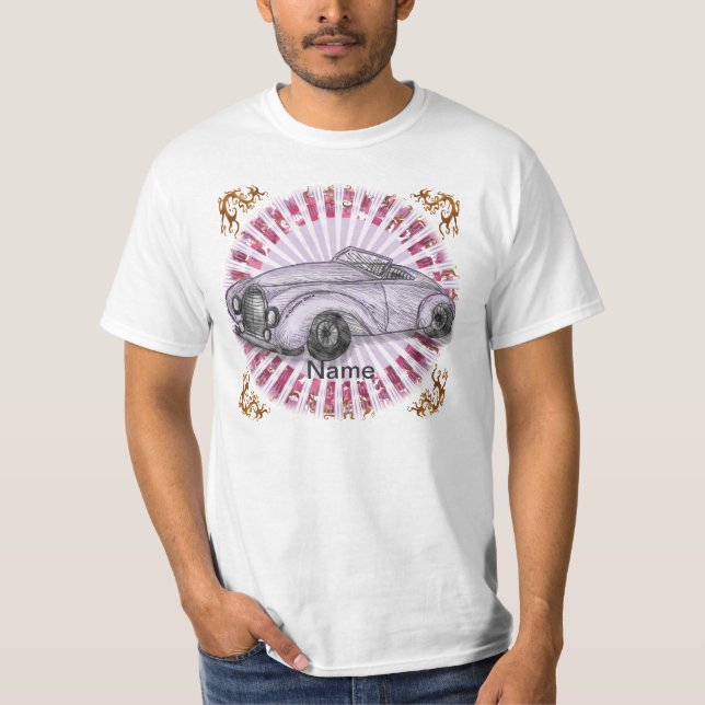 Lila Roadsterbil  T Shirt (Framsida)