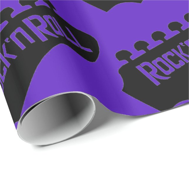 Lila Rock and roll Guitar Mönster Presentpapper (Rullad Hörn)
