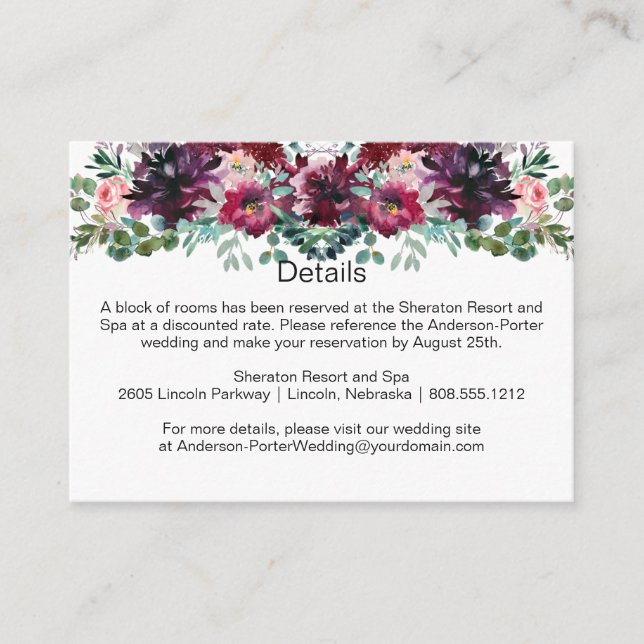 Lila Röd Mauve Rosa Spray Inneslutningskort Tilläggskort (Framsida)