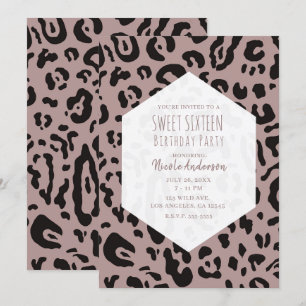 Lila Rodnad Rosa Gepard Leopard Sott 16 Festsaker Inbjudningar