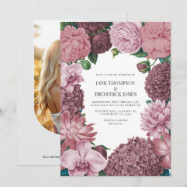 Lila Rök, Dammig Peony & Rosenvatten Lerbröllop Inbjudningar
