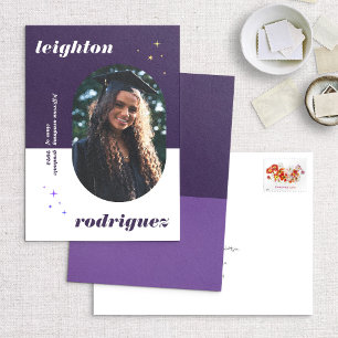 Lila Roligt Round Photo Studenten annons Meddelande