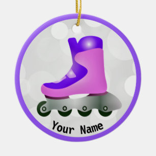 Lila Rollerblade Skate Design Ceramic Ornamic Julgransprydnad Keramik