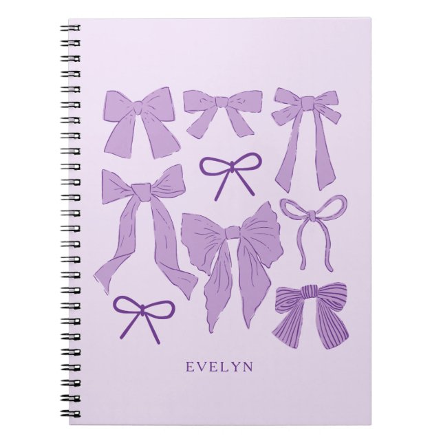 Lila Romantic Bows Anteckningsbok (Framsidan)