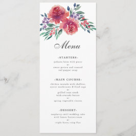 Lila Romantic Watercolor Blommigt Bröllop Meny