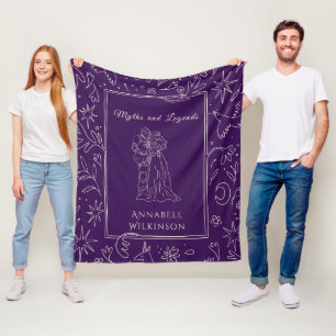 Lila Romantiska Riddare och Prinsessa Linje Konst Fleecefilt