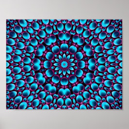 Lila Rör Vintage Blue Fractal Kaleidoscope Poster