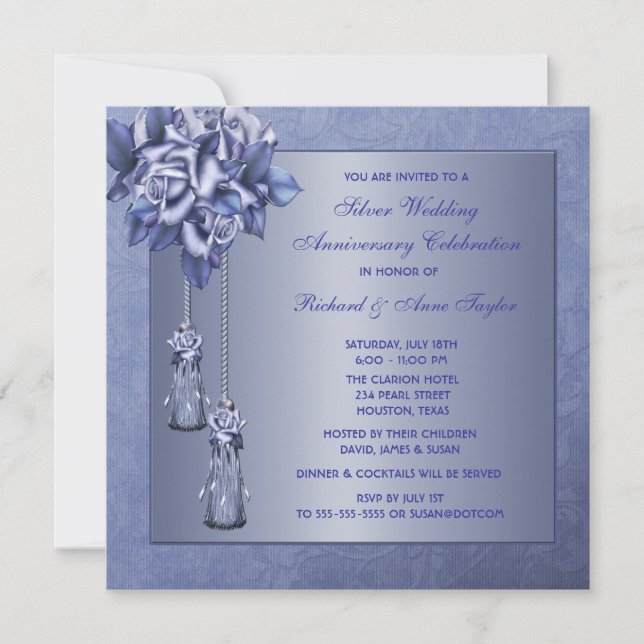 Lila ros 25-årsjubileum fest inbjudningar (Framsida)