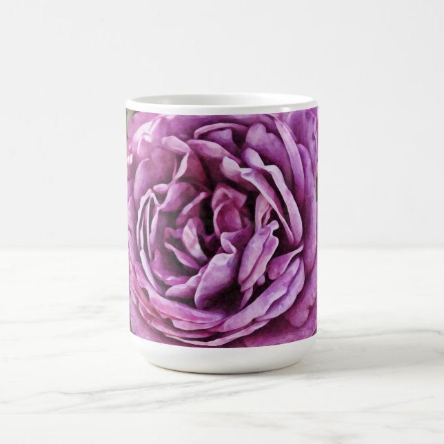 Lila Ros Blommig Konst Mugg Kopp (Center)