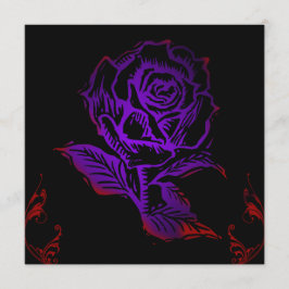 Lila ros gotisk födelsedagsinbjudan inbjudningar