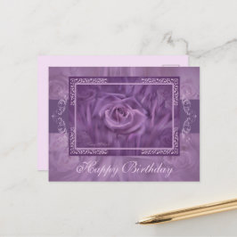 Lila ros och spets vykort
