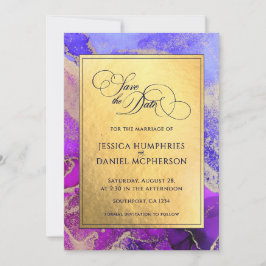 Lila Rosa Abstrakt Gulfplattor Bröllop Spara Datumet